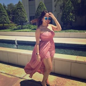 Pink strapless romper/dress